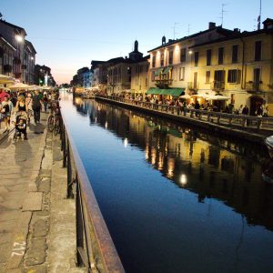 Canal area in Milan, Italy